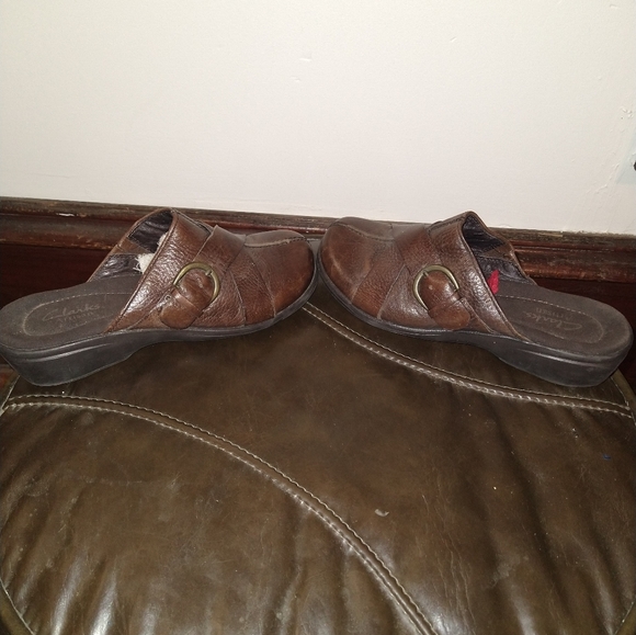 Clarks brown leather clogs - Picture 4 of 7